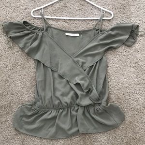 Green off shoulder blouse